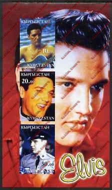 Kyrgyzstan 2001 Elvis Presley Illegal Stamp Souvenir Sheet of Three Kyrgyzstan 2001 Elvis Presley Illegal Stamp Souvenir Sheet of Three