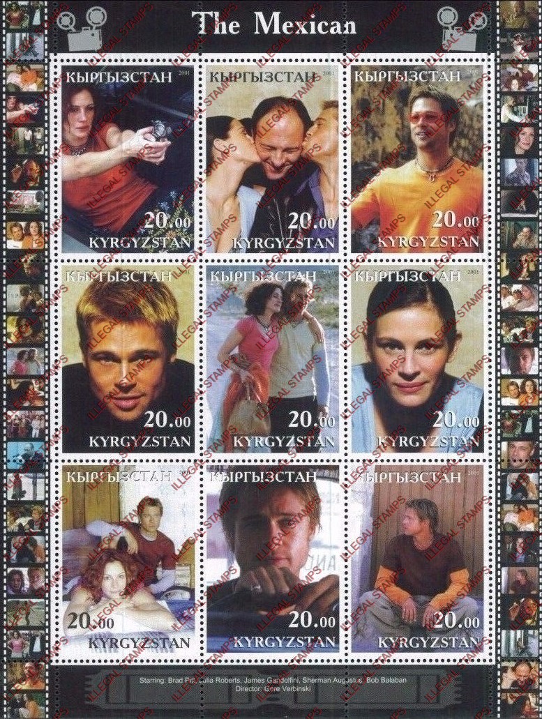 Kyrgyzstan 2001 The Mexican Illegal Stamp Sheetlet of Nine Kyrgyzstan 2001 The Mexican Illegal Stamp Sheetlet of Nine