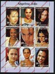Kyrgyzstan 2003 Angelina Jolie Illegal Stamp Sheetlet of Nine Kyrgyzstan 2003 Angelina Jolie Illegal Stamp Sheetlet of Nine
