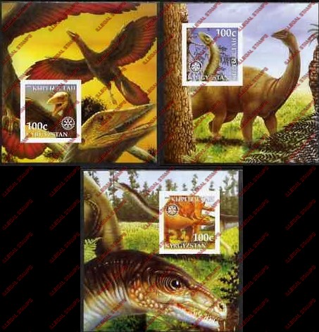 Kyrgyzstan 2003 Dinosaurs Illegal Stamp Souvenir Sheets of One