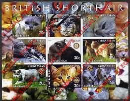 Kyrgyzstan 2004 Cats British Shorthair Illegal Stamp Sheetlet of Nine Kyrgyzstan 2004 Cats British Shorthair Illegal Stamp Sheetlet of Nine