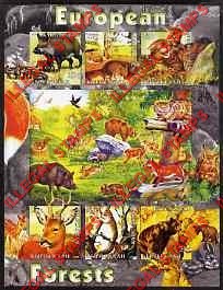 Kyrgyzstan 2004 Fauna of European Forests Illegal Stamp Sheetlet of Six Kyrgyzstan 2004 Fauna of European Forests Illegal Stamp Sheetlet of Six