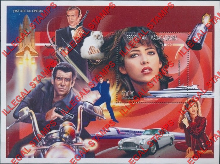 Madagascar 1999 History of Cinema James Bond Illegal Stamp Souvenir Sheet