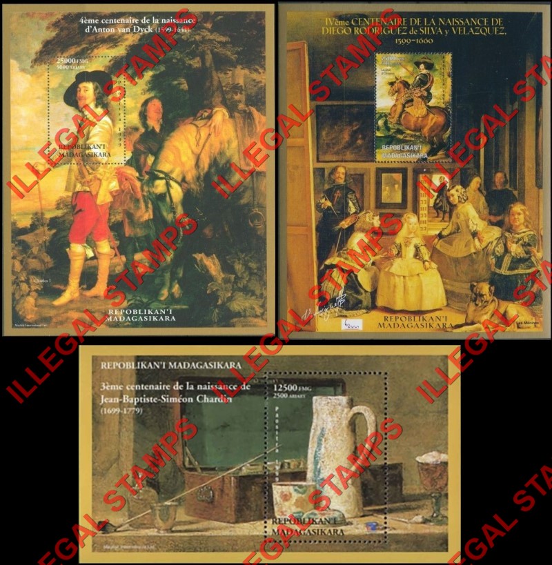 Madagascar 1999 Paintings Illegal Stamp Souvenir Sheets