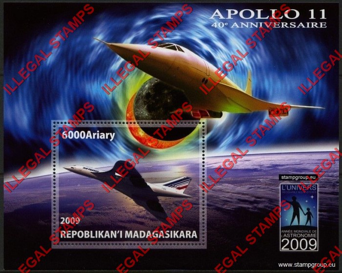 Madagascar 2009 Apollo 11 Illegal Stamp Souvenir Sheet of One