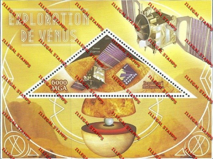 Madagascar 2014 Exploration of Venus Illegal Stamp Souvenir Sheet Madagascar 2014 Exploration of Venus Illegal Stamp Souvenir Sheet