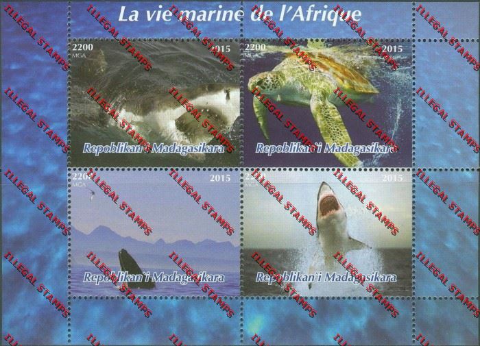 Madagascar 2015 African Marine Life Illegal Stamp Souvenir Sheetlet Madagascar 2015 African Marine Life Illegal Stamp Souvenir Sheetlet
