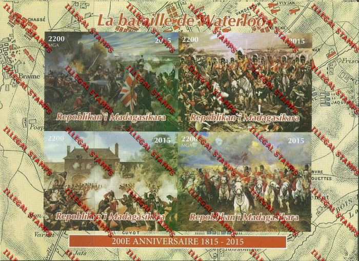 Madagascar 2015 The Battle of Waterloo Illegal Stamp Souvenir Sheetlet Madagascar 2015 The Battle of Waterloo Illegal Stamp Souvenir Sheetlet