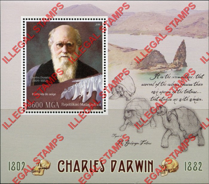 Madagascar 2016 Charles Darwin Illegal Stamp Souvenir Sheet of 1 Madagascar 2016 Charles Darwin Illegal Stamp Souvenir Sheet of 1
