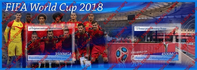 Madagascar 2016 FIFA World Cup 2018 Illegal Stamp Souvenir Sheet of 2 Madagascar 2016 FIFA World Cup 2018 Illegal Stamp Souvenir Sheet of 2