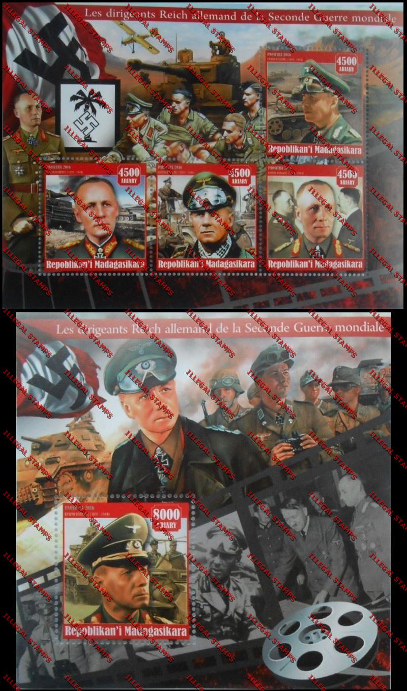 Madagascar 2016 The German Reich Leaders of the Second World War Illegal Stamp Souvenir Sheet Set 1 Madagascar 2016 The German Reich Leaders of the Second World War Illegal Stamp Souvenir Sheet Set 1