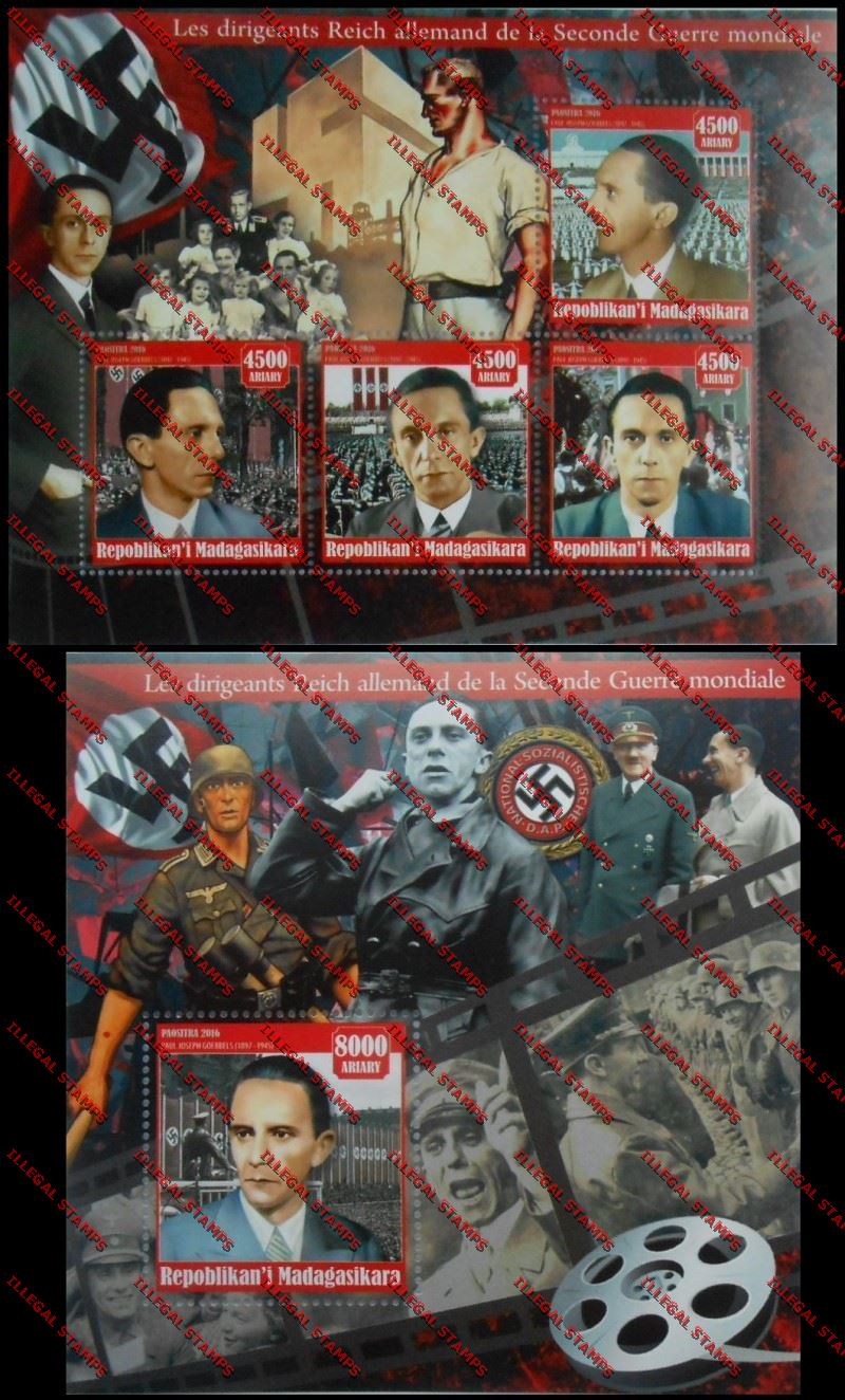 Madagascar 2016 The German Reich Leaders of the Second World War Illegal Stamp Souvenir Sheet Set 5 Madagascar 2016 The German Reich Leaders of the Second World War Illegal Stamp Souvenir Sheet Set 5