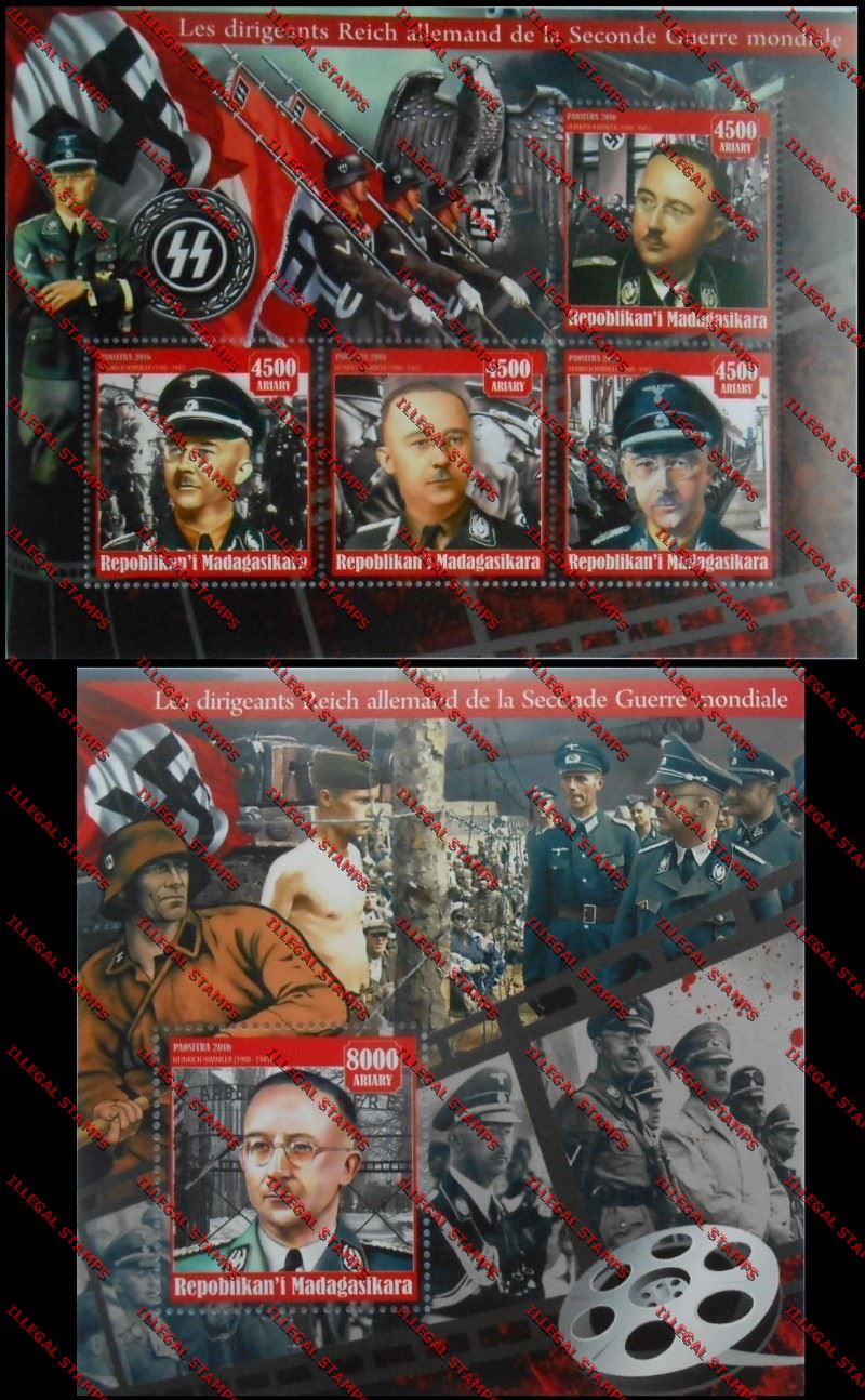 Madagascar 2016 The German Reich Leaders of the Second World War Illegal Stamp Souvenir Sheet Set 6 Madagascar 2016 The German Reich Leaders of the Second World War Illegal Stamp Souvenir Sheet Set 6
