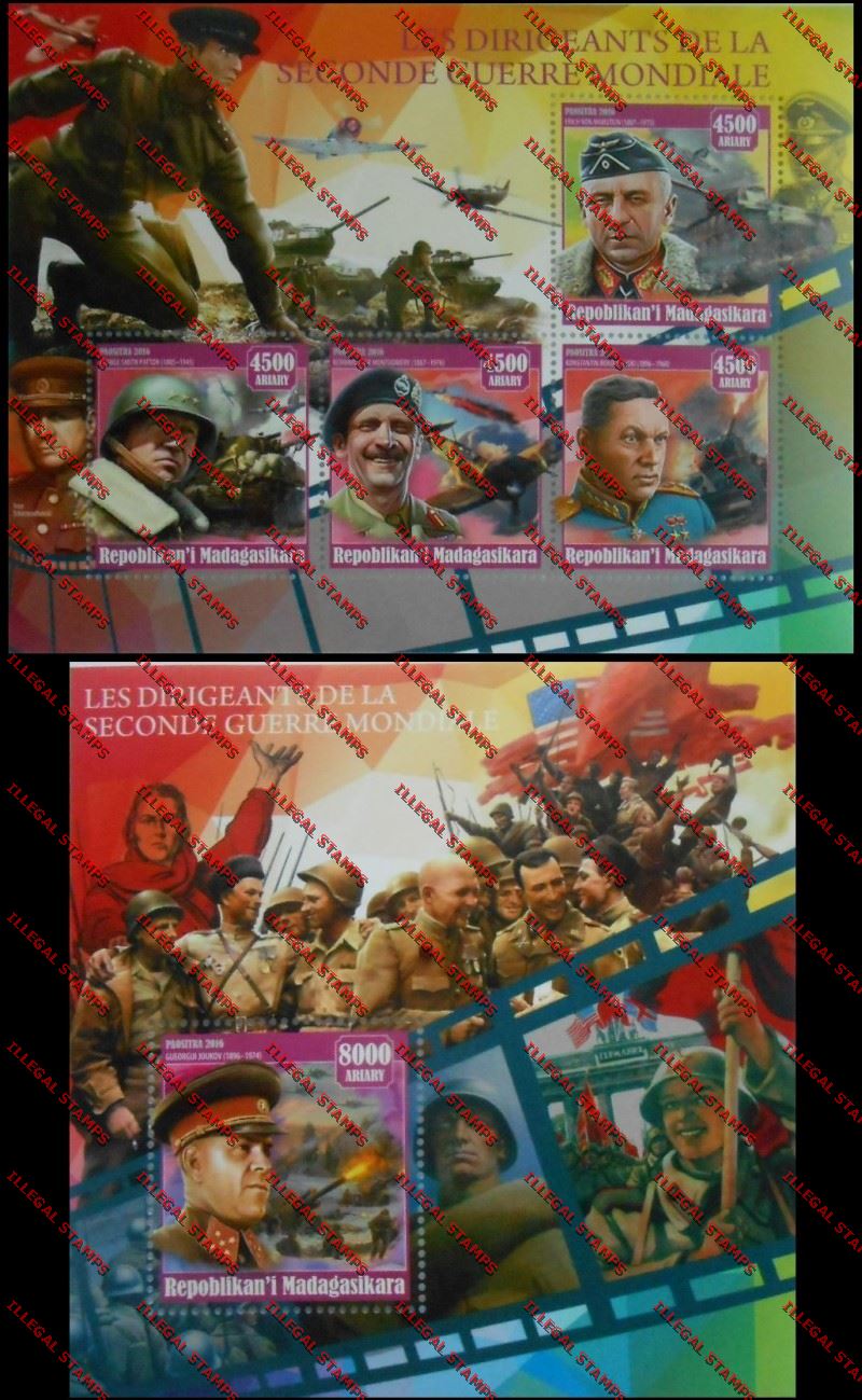 Madagascar 2016 The Leaders of the Second World War Illegal Stamp Souvenir Sheets of 4 and 1 Madagascar 2016 The Leaders of the Second World War Illegal Stamp Souvenir Sheets of 4 and 1