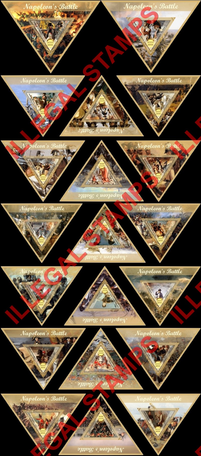 Madagascar 2016 Napoleon's Battle Illegal Stamp Souvenir Sheets of 1 Madagascar 2016 Napoleon's Battle Illegal Stamp Souvenir Sheets of 1