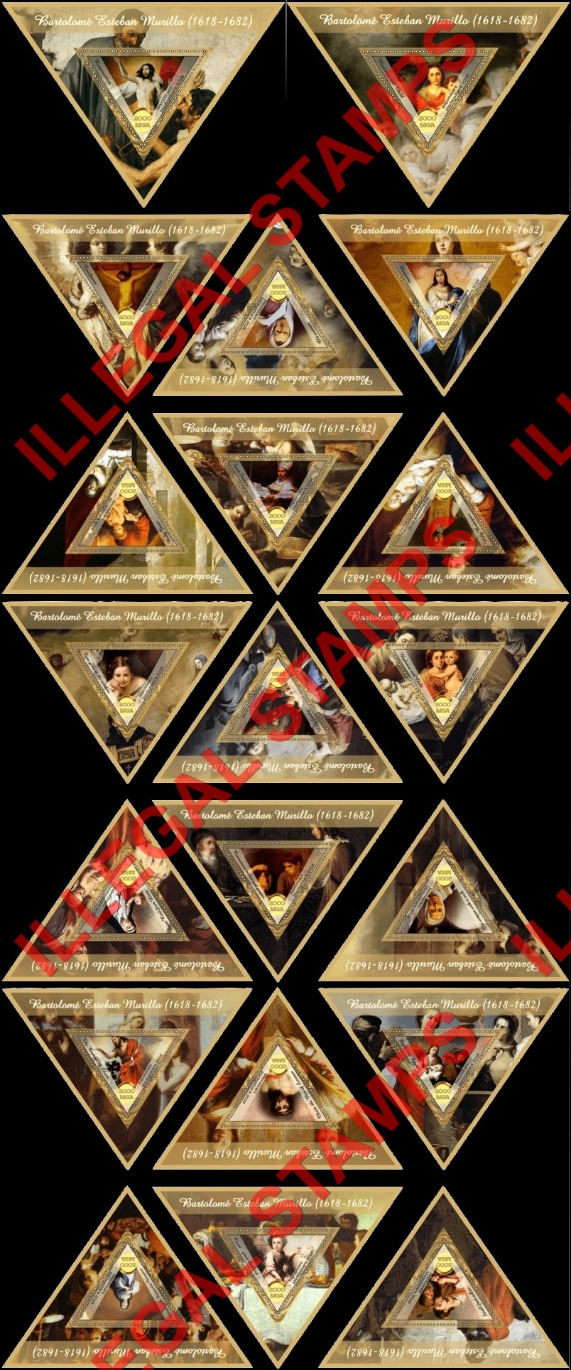 Madagascar 2016 Paintings by Bartolome Esteban Murillo Illegal Stamp Souvenir Sheets of 1 Madagascar 2016 Paintings by Bartolome Esteban Murillo Illegal Stamp Souvenir Sheets of 1