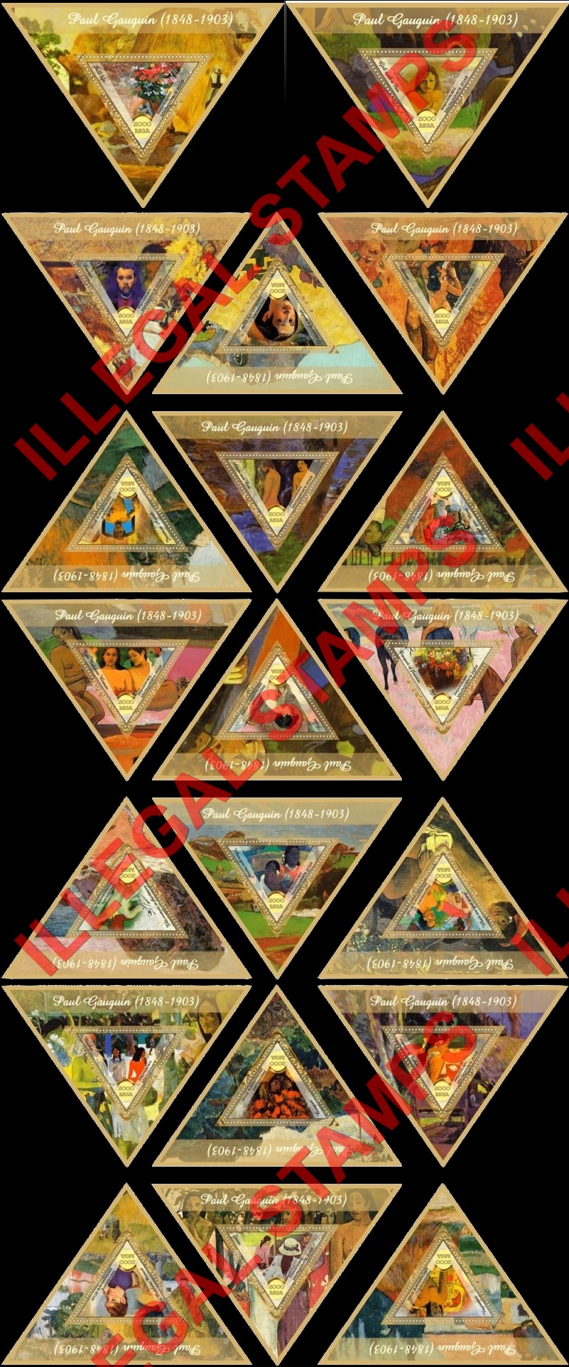 Madagascar 2016 Paintings by Paul Gauguin Illegal Stamp Souvenir Sheets of 1 Madagascar 2016 Paintings by Paul Gauguin Illegal Stamp Souvenir Sheets of 1