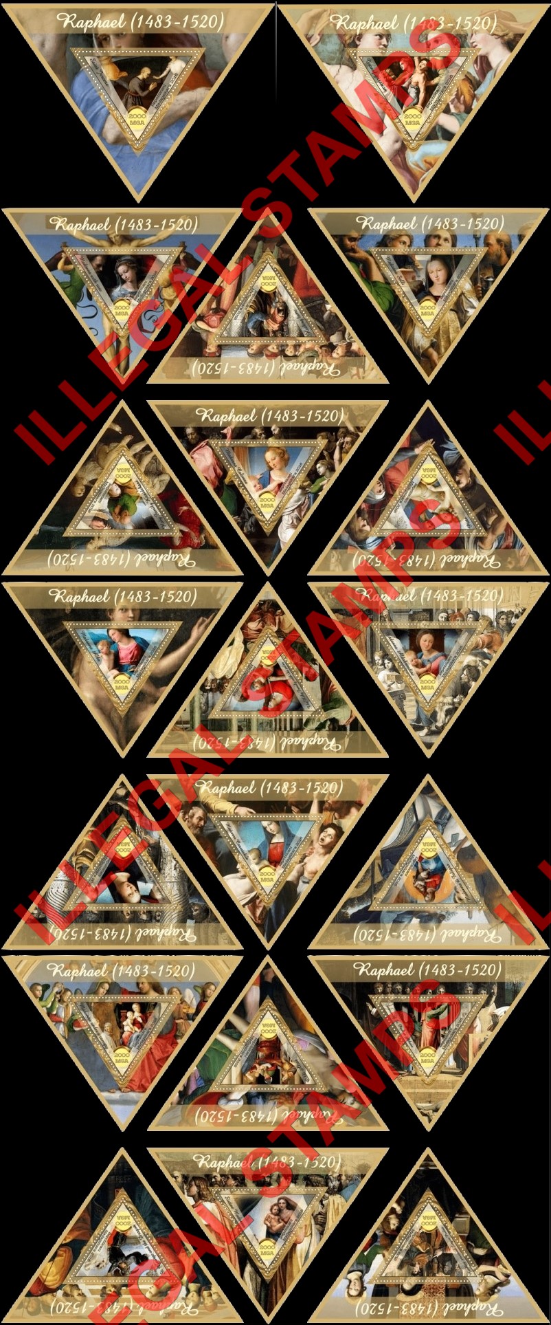 Madagascar 2016 Paintings by Raphael Illegal Stamp Souvenir Sheets of 1 Madagascar 2016 Paintings by Raphael Illegal Stamp Souvenir Sheets of 1