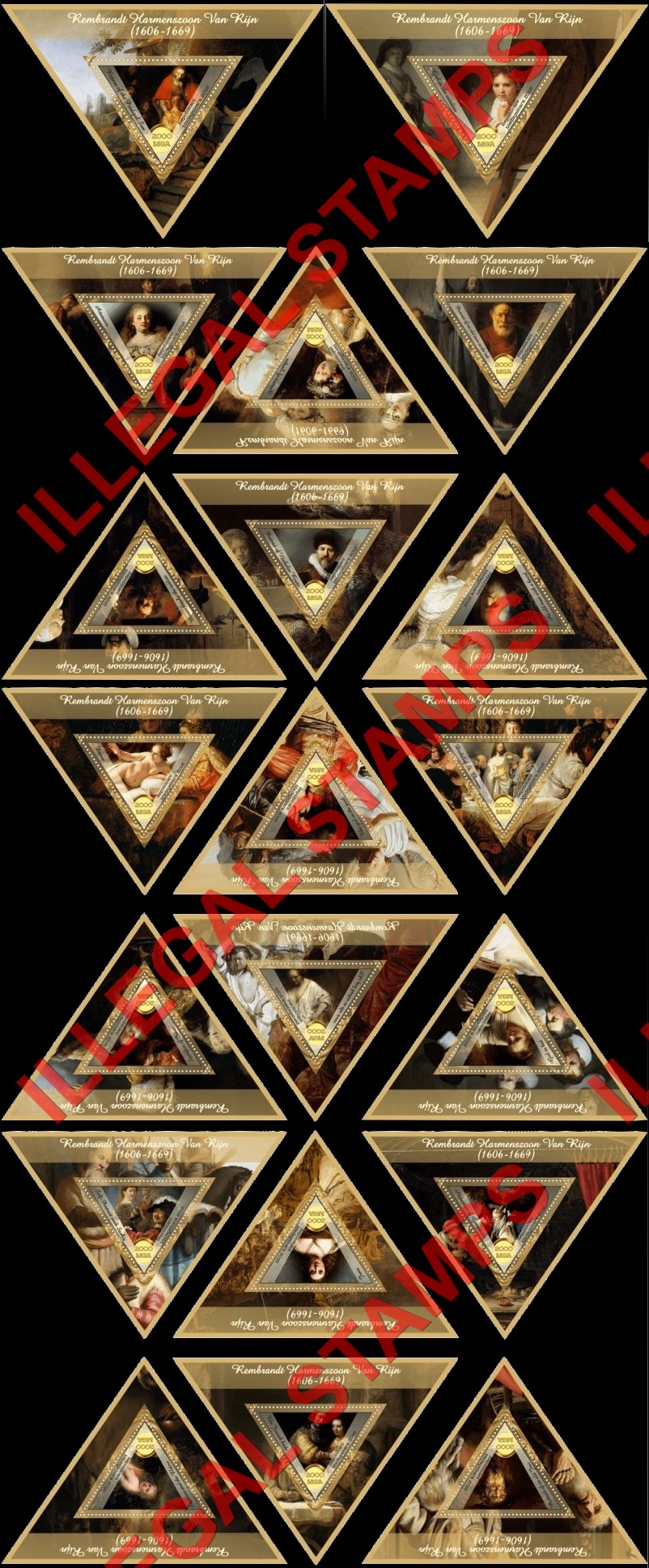 Madagascar 2016 Paintings by Rembrandt Harmenszoon Van Rijn Illegal Stamp Souvenir Sheets of 1 Madagascar 2016 Paintings by Rembrandt Harmenszoon Van Rijn Illegal Stamp Souvenir Sheets of 1