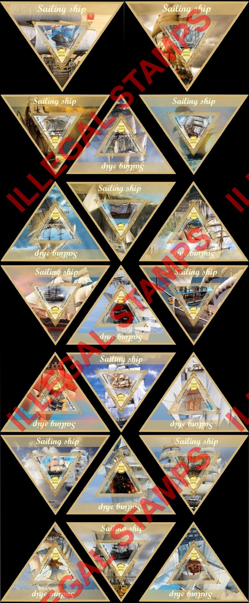 Madagascar 2016 Sailing Ships Illegal Stamp Souvenir Sheets of 1 Madagascar 2016 Sailing Ships Illegal Stamp Souvenir Sheets of 1