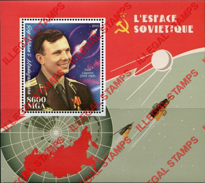 Madagascar 2016 Soviets in Space Illegal Stamp Souvenir Sheet of 1 Madagascar 2016 Soviets in Space Illegal Stamp Souvenir Sheet of 1