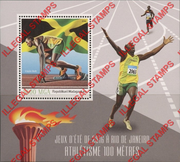 Madagascar 2016 Summer Olympics Running Illegal Stamp Souvenir Sheet of 1 Madagascar 2016 Summer Olympics Running Illegal Stamp Souvenir Sheet of 1