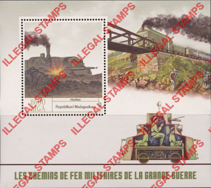 Madagascar 2016 Military Trains Illegal Stamp Souvenir Sheet of 1 Madagascar 2016 Military Trains Illegal Stamp Souvenir Sheet of 1
