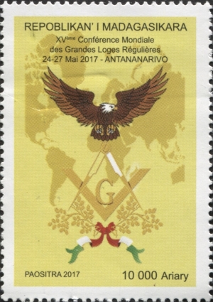 Madagascar 2017 15th World Conference Of Masonic Lodges, Tananarive Scott 1649 Madagascar 2017 15th World Conference Of Masonic Lodges, Tananarive Scott 1649