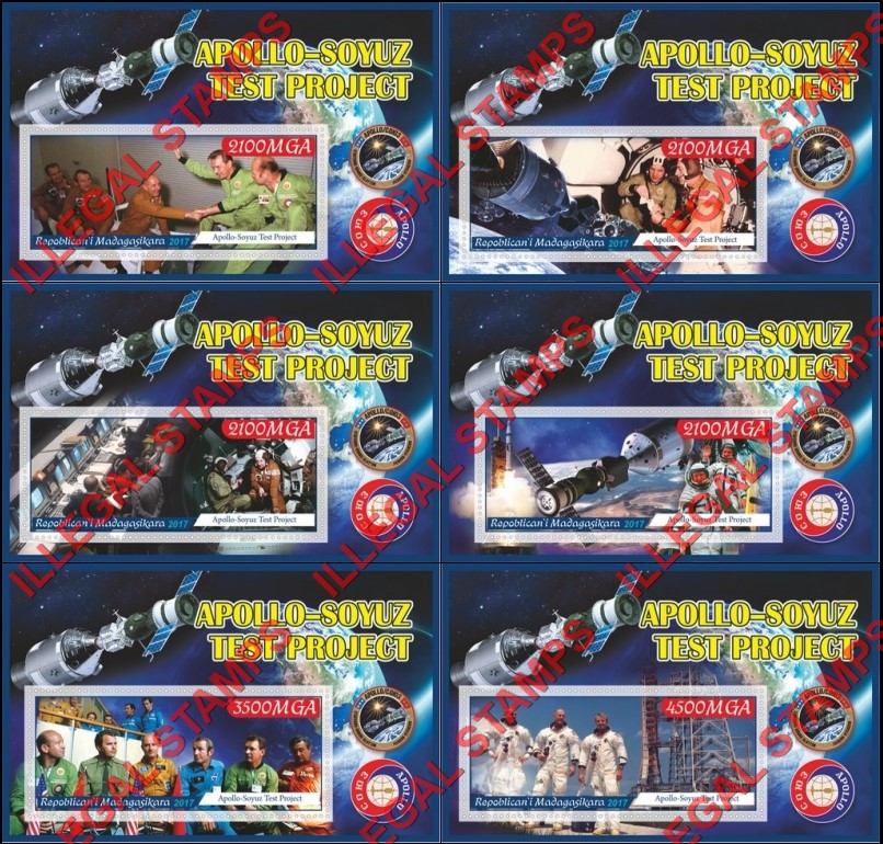 Madagascar 2017 Apollo Soyuz Test Project Illegal Stamp Souvenir Sheets of 1 Madagascar 2017 Apollo Soyuz Test Project Illegal Stamp Souvenir Sheets of 1