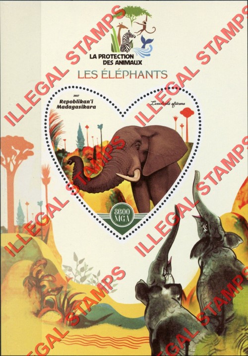 Madagascar 2017 Elephants Illegal Stamp Souvenir Sheet of 1 Madagascar 2017 Elephants Illegal Stamp Souvenir Sheet of 1