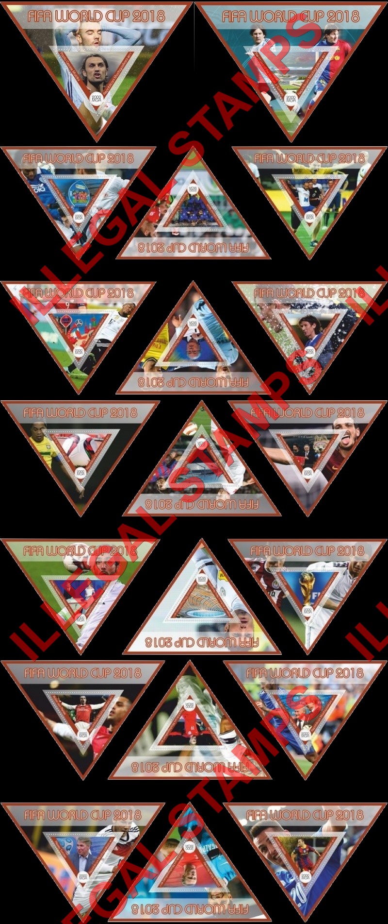 Madagascar 2017 FIFA World Cup Soccer in Russia in 2018 Illegal Stamp Souvenir Sheets of 1 (Set 2) Madagascar 2017 FIFA World Cup Soccer in Russia in 2018 Illegal Stamp Souvenir Sheets of 1 (Set 2)