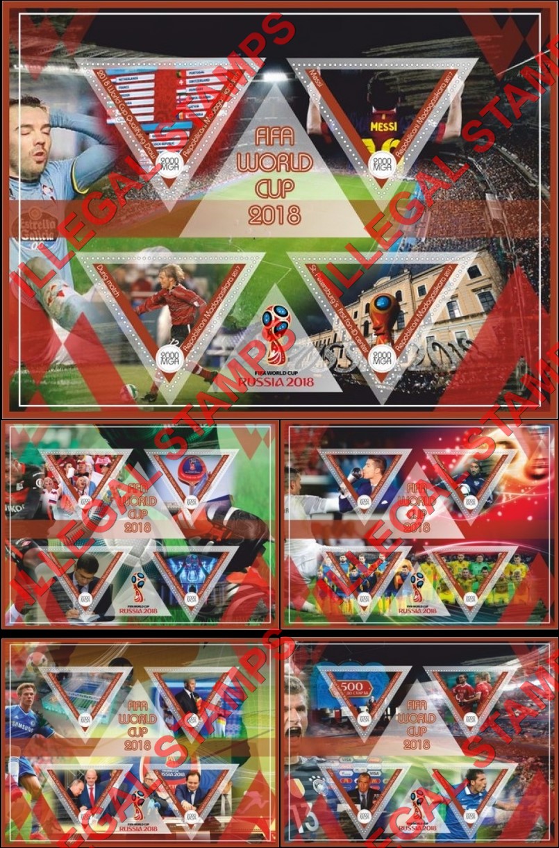 Madagascar 2017 FIFA World Cup Soccer in Russia in 2018 Illegal Stamp Souvenir Sheets of 4 (Set 3) Madagascar 2017 FIFA World Cup Soccer in Russia in 2018 Illegal Stamp Souvenir Sheets of 4 (Set 3)