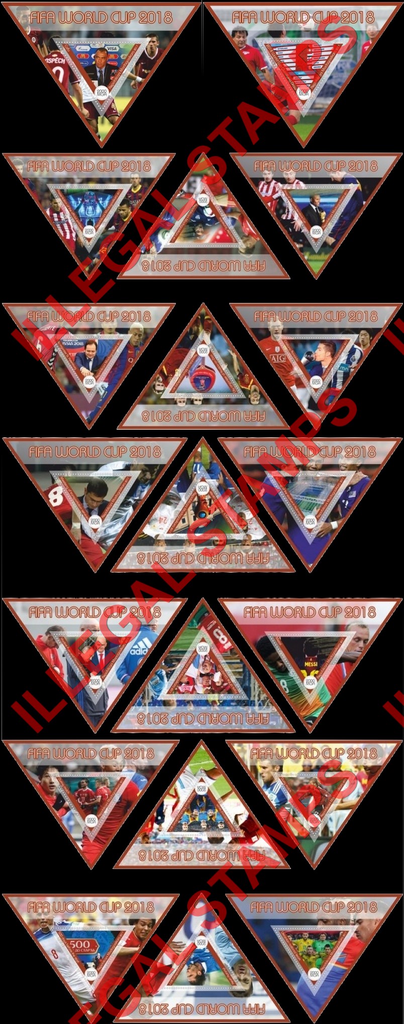 Madagascar 2017 FIFA World Cup Soccer in Russia in 2018 Illegal Stamp Souvenir Sheets of 1 (Set 3) Madagascar 2017 FIFA World Cup Soccer in Russia in 2018 Illegal Stamp Souvenir Sheets of 1 (Set 3)