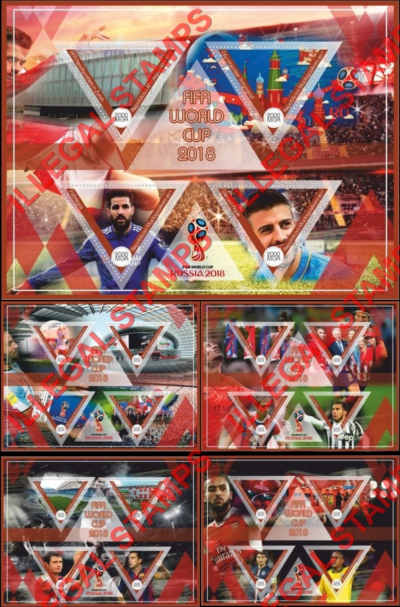 Madagascar 2017 FIFA World Cup Soccer in Russia in 2018 Illegal Stamp Souvenir Sheets of 4 (Set 4) Madagascar 2017 FIFA World Cup Soccer in Russia in 2018 Illegal Stamp Souvenir Sheets of 4 (Set 4)