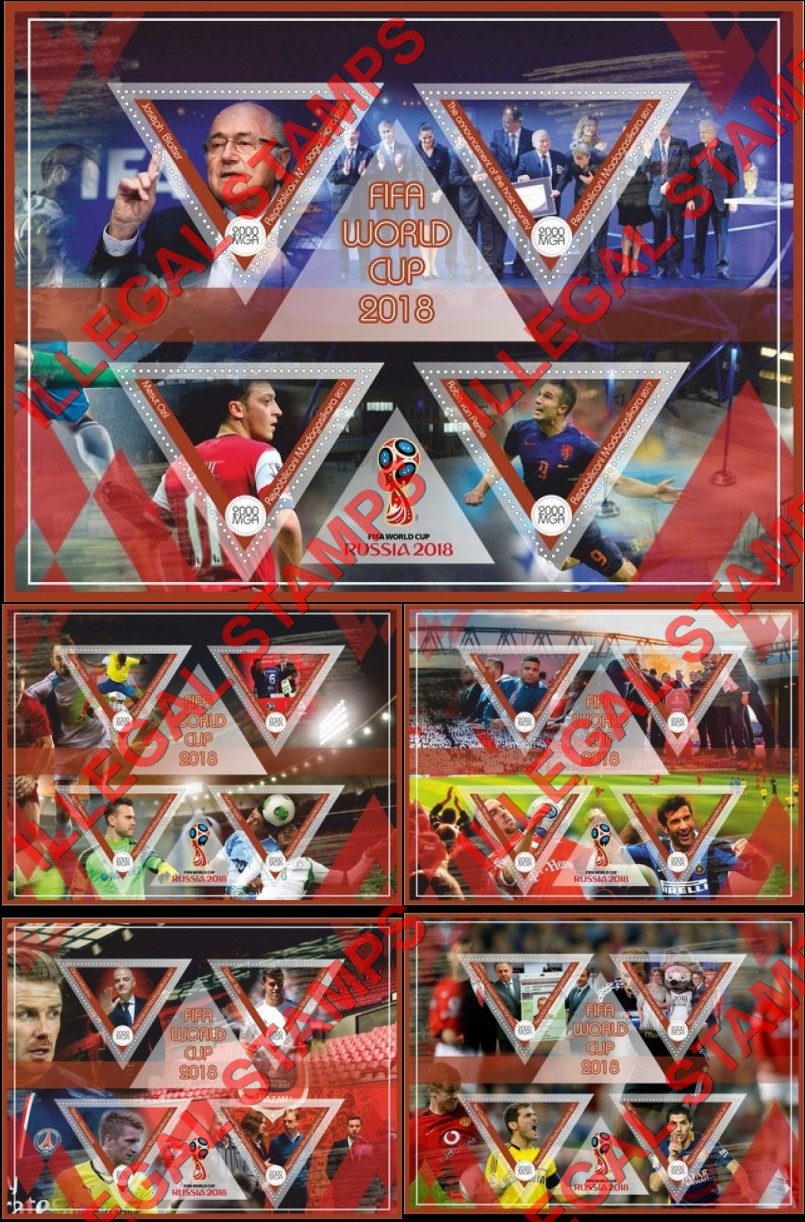 Madagascar 2017 FIFA World Cup Soccer in Russia in 2018 Illegal Stamp Souvenir Sheets of 4 (Set 5) Madagascar 2017 FIFA World Cup Soccer in Russia in 2018 Illegal Stamp Souvenir Sheets of 4 (Set 5)