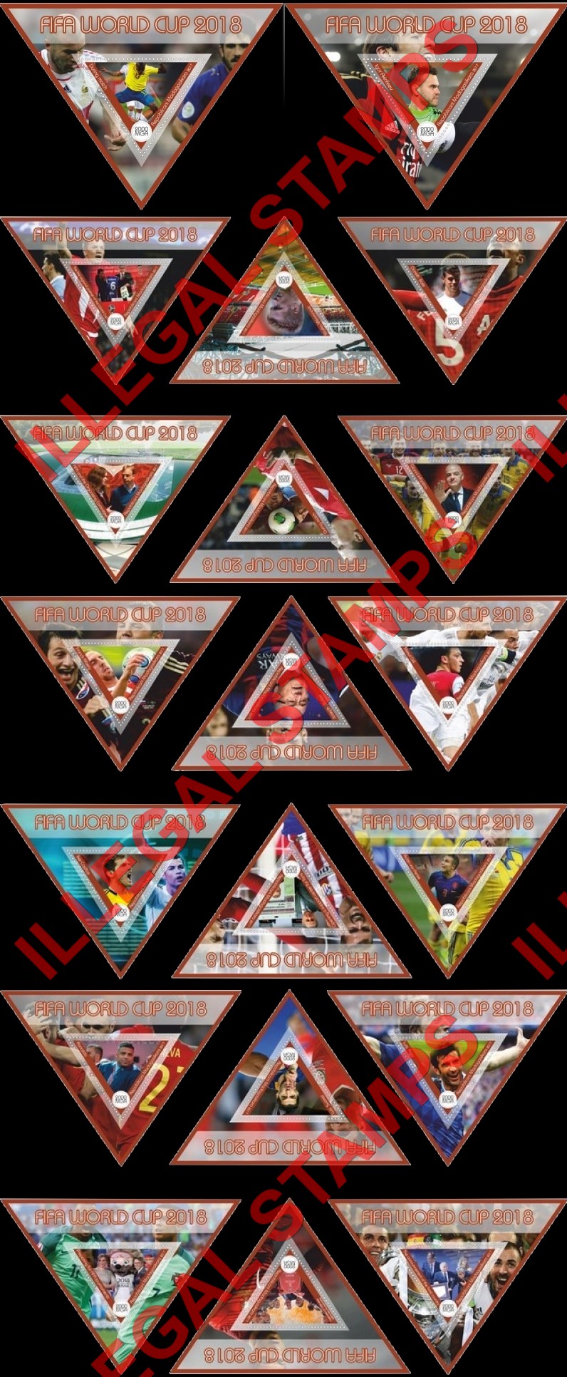 Madagascar 2017 FIFA World Cup Soccer in Russia in 2018 Illegal Stamp Souvenir Sheets of 1 (Set 5)