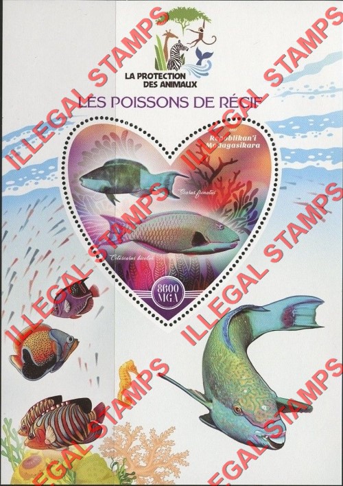 Madagascar 2017 Reef Fish Illegal Stamp Souvenir Sheet of 1 Madagascar 2017 Reef Fish Illegal Stamp Souvenir Sheet of 1