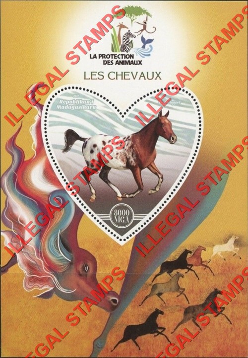 Madagascar 2017 Horses Illegal Stamp Souvenir Sheet of 1 Madagascar 2017 Horses Illegal Stamp Souvenir Sheet of 1