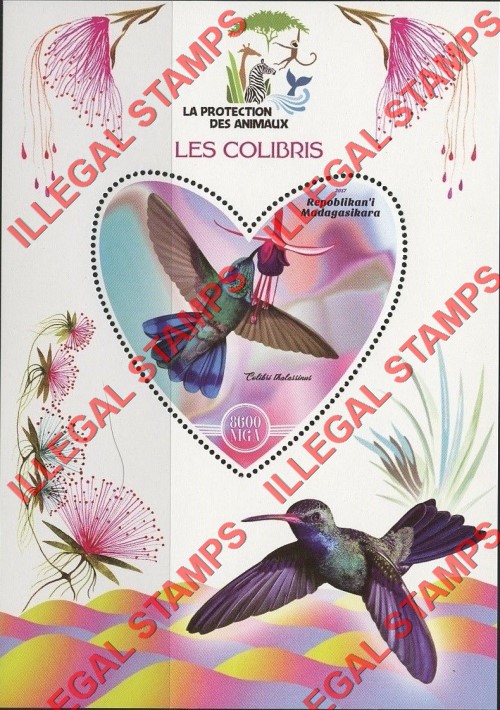 Madagascar 2017 Hummingbirds Illegal Stamp Souvenir Sheet of 1 Madagascar 2017 Hummingbirds Illegal Stamp Souvenir Sheet of 1