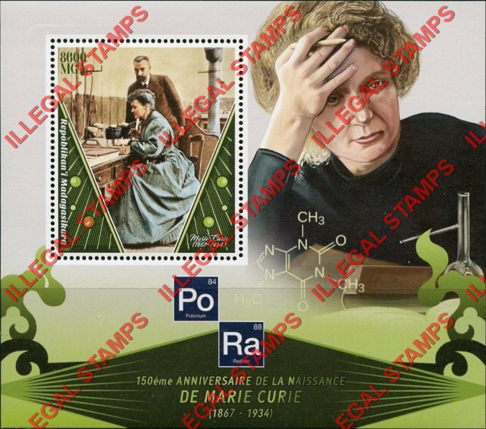 Madagascar 2017 Marie Curie Illegal Stamp Souvenir Sheet of 1 Madagascar 2017 Marie Curie Illegal Stamp Souvenir Sheet of 1