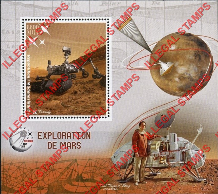 Madagascar 2017 Exploration of Mars Illegal Stamp Souvenir Sheet of 1 Madagascar 2017 Exploration of Mars Illegal Stamp Souvenir Sheet of 1