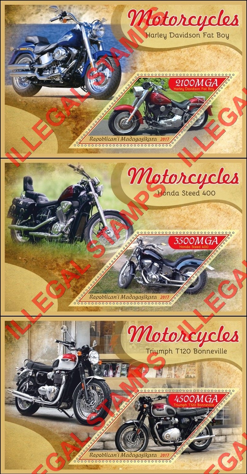 Madagascar 2017 Motorcycles Illegal Stamp Souvenir Sheets of 1 (Part 1) Madagascar 2017 Motorcycles Illegal Stamp Souvenir Sheets of 1 (Part 1)