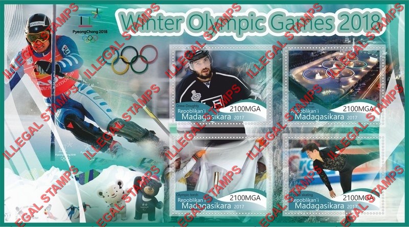Madagascar 2017 Olympic Games in PyeongChang in 2018 Illegal Stamp Souvenir Sheet of 4 Madagascar 2017 Olympic Games in PyeongChang in 2018 Illegal Stamp Souvenir Sheet of 4