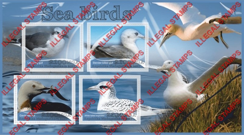 Madagascar 2017 Sea Birds Illegal Stamp Souvenir Sheet of 4 Madagascar 2017 Sea Birds Illegal Stamp Souvenir Sheet of 4