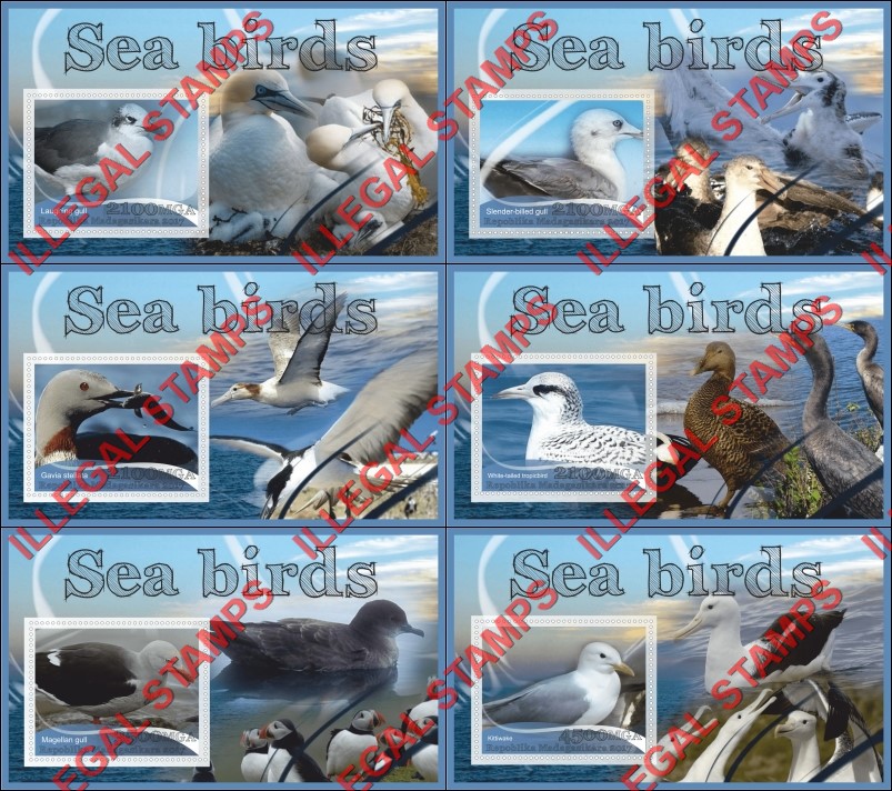 Madagascar 2017 Sea Birds Illegal Stamp Souvenir Sheets of 1 Madagascar 2017 Sea Birds Illegal Stamp Souvenir Sheets of 1
