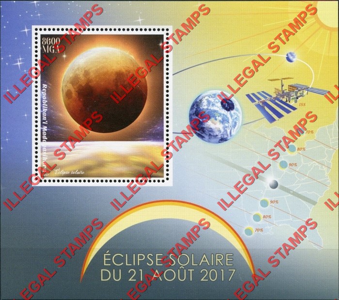 Madagascar 2017 Solar Eclipse Illegal Stamp Souvenir Sheet of 1 Madagascar 2017 Solar Eclipse Illegal Stamp Souvenir Sheet of 1