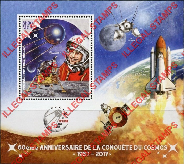 Madagascar 2017 Conquest of Space Illegal Stamp Souvenir Sheet of 1 Madagascar 2017 Conquest of Space Illegal Stamp Souvenir Sheet of 1