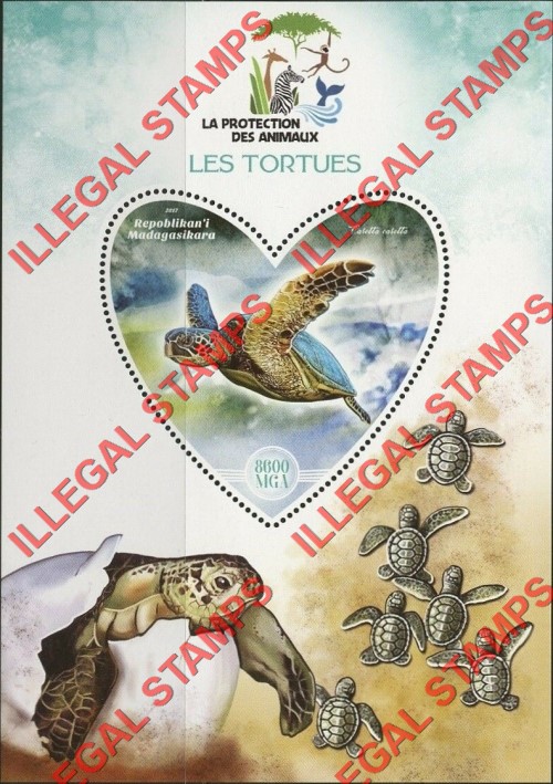 Madagascar 2017 Turtles Illegal Stamp Souvenir Sheet of 1 Madagascar 2017 Turtles Illegal Stamp Souvenir Sheet of 1
