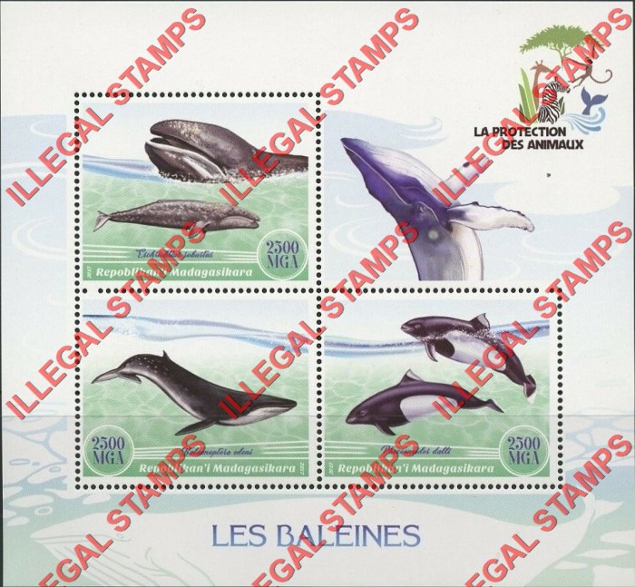 Madagascar 2017 Whales Illegal Stamp Souvenir Sheet of 3 Madagascar 2017 Whales Illegal Stamp Souvenir Sheet of 3