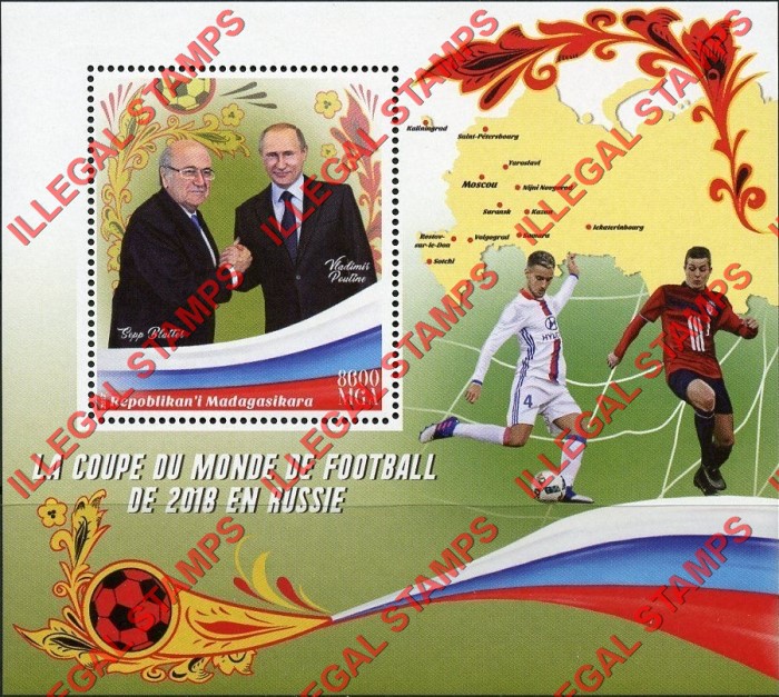 Madagascar 2017 World Cup Soccer (Football) Illegal Stamp Souvenir Sheet of 1 Madagascar 2017 World Cup Soccer (Football) Illegal Stamp Souvenir Sheet of 1